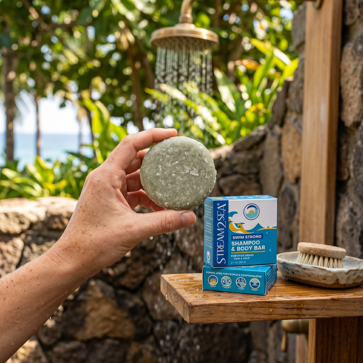 Swim Strong Shampoo & Body Bar Stream2Sea Global Ocean and Sea, Reef Safer, Eco friendly, Organic