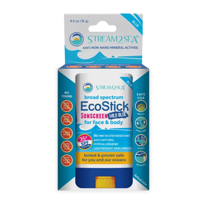 EcoStick Sunscreen Wild Blue (w/ Eco-Safe Zinc) EcoStick Sunscreen Wild Blue (w/ Eco-Safe Zinc) Stream2Sea Global Ocean and Sea, Reef Safer, Eco friendly, Organic