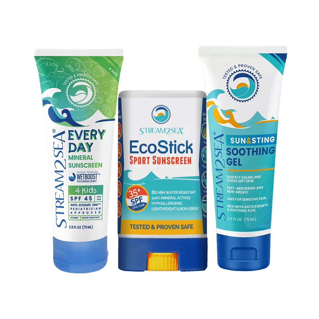 Family Sun Care Pack - 3 Items Stream2Sea Global Ocean and Sea, Reef Safer, Eco friendly, Organic