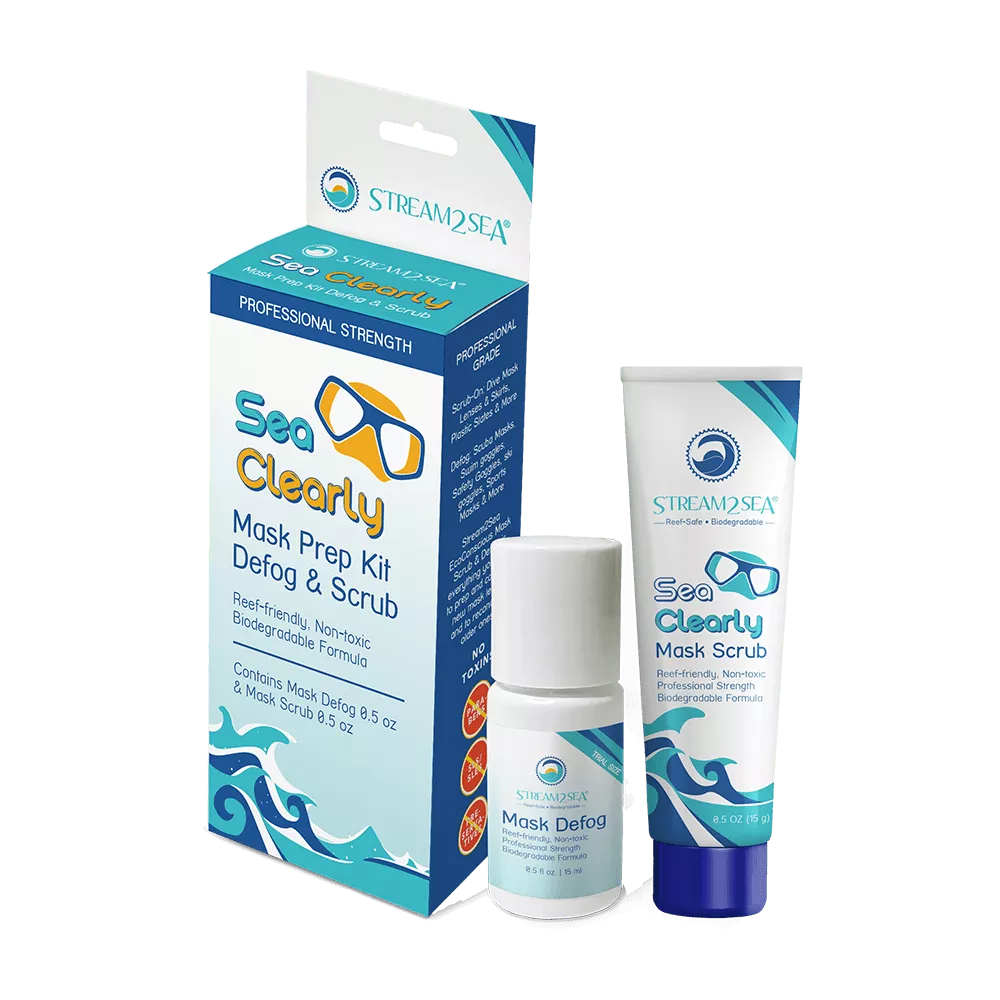 Mask Defog & Scrub Mask Prep Kit Stream2Sea Global Ocean and Sea, Reef Safer, Eco friendly, Organic