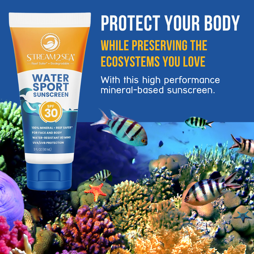 Sport Sunscreen SPF 30 Sport Sunscreen SPF 30 S2S Stream2Sea Global Ocean and Sea, Reef Safer, Eco friendly, Organic