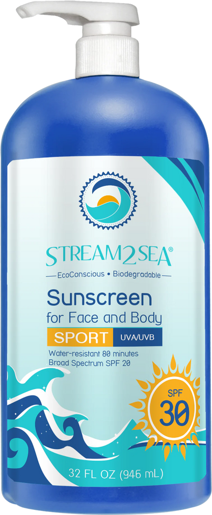 Sport Sunscreen SPF 30 Sport Sunscreen SPF 30 Bulk Size 946 ml Stream2Sea Global Ocean and Sea, Reef Safer, Eco friendly, Organic