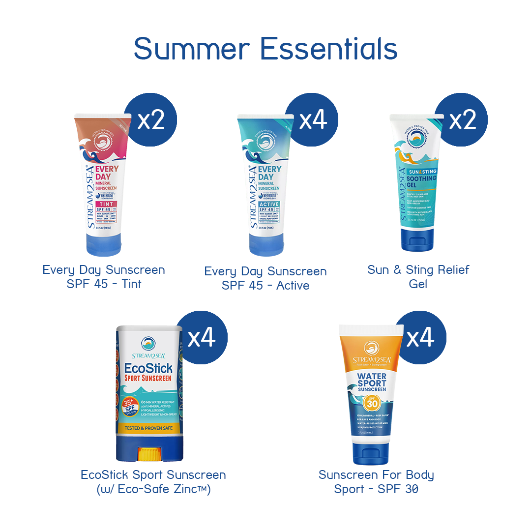 Summer Essentials Kit Stream2Sea Global Ocean and Sea, Reef Safer, Eco friendly, Organic