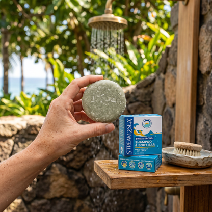 Swim Strong Shampoo & Body Bar Stream2Sea Global Ocean and Sea, Reef Safer, Eco friendly, Organic